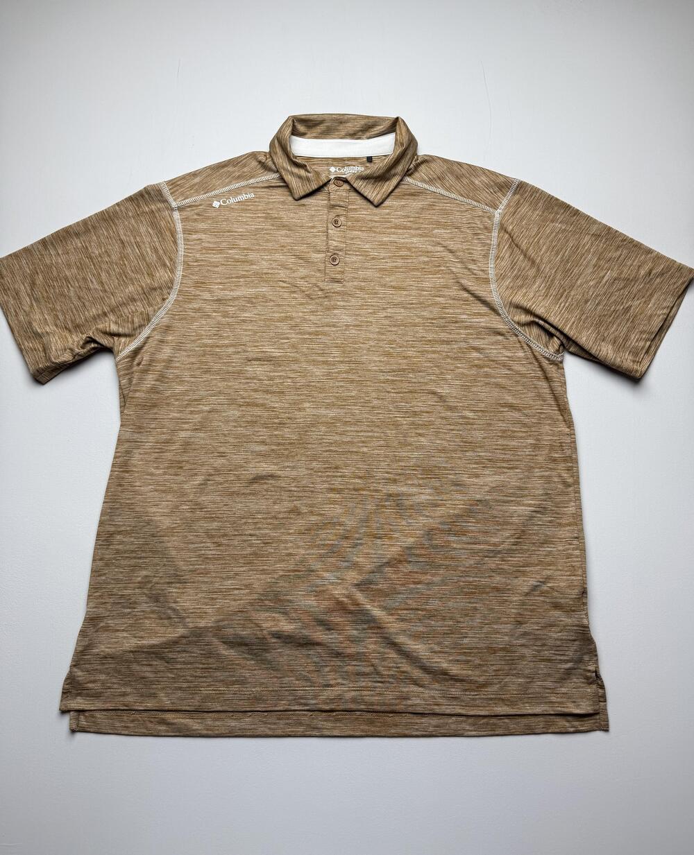 Columbia Polo Shirt Mens XL Brown Heather Golf Performance Lightweight Knit
